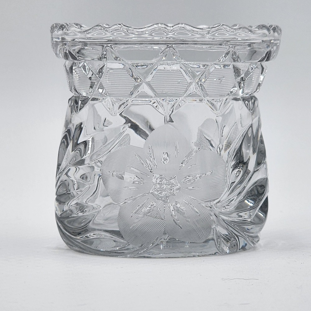 McKee Clematis Sugar Bowl Innovation Cut Clear Pressed Glass EAPG Antique 1910s